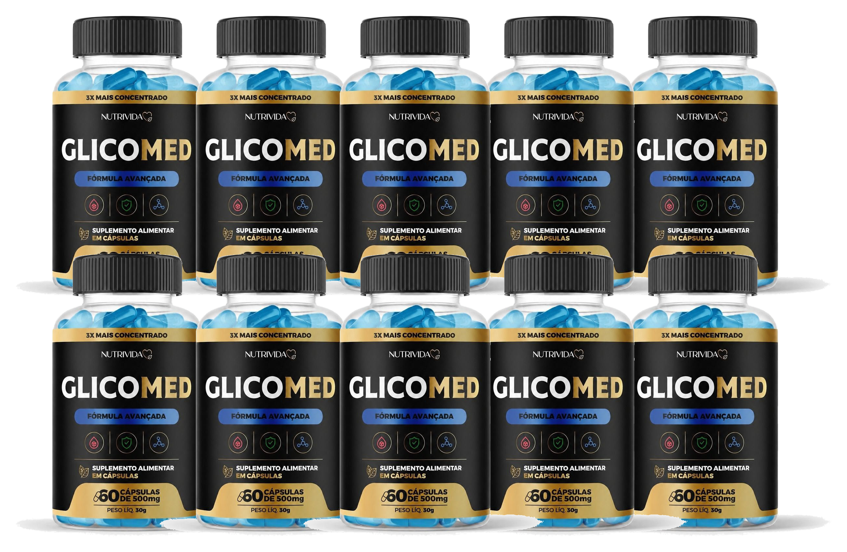 10 potes Glicomed